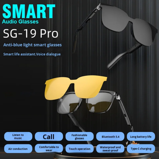 Lunettes Bluetooth VibeSound Duo – Lentilles anti-lumière bleue & solaires interchangeables