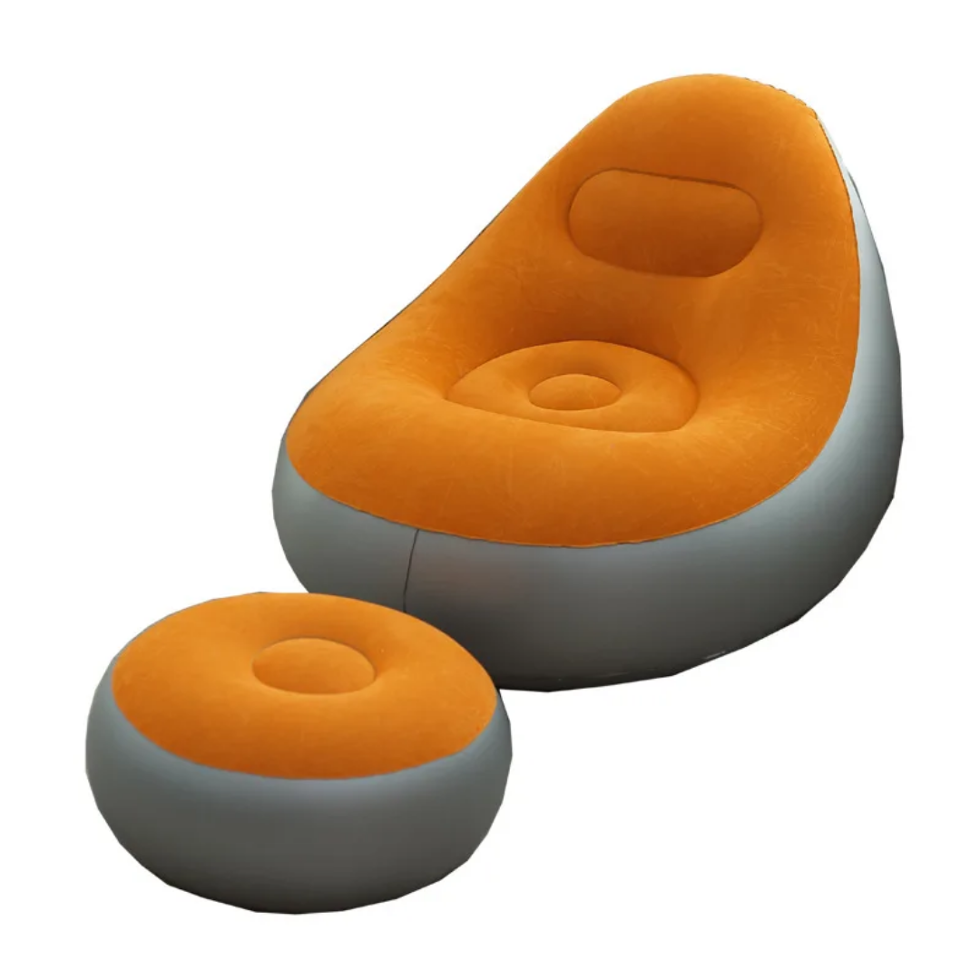 Fauteuil Gonflable Confort + Repose-Pieds – Idéal Intérieur et Extérieur