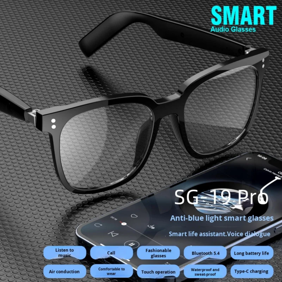 Lunettes Bluetooth VibeSound Duo – Lentilles anti-lumière bleue & solaires interchangeables