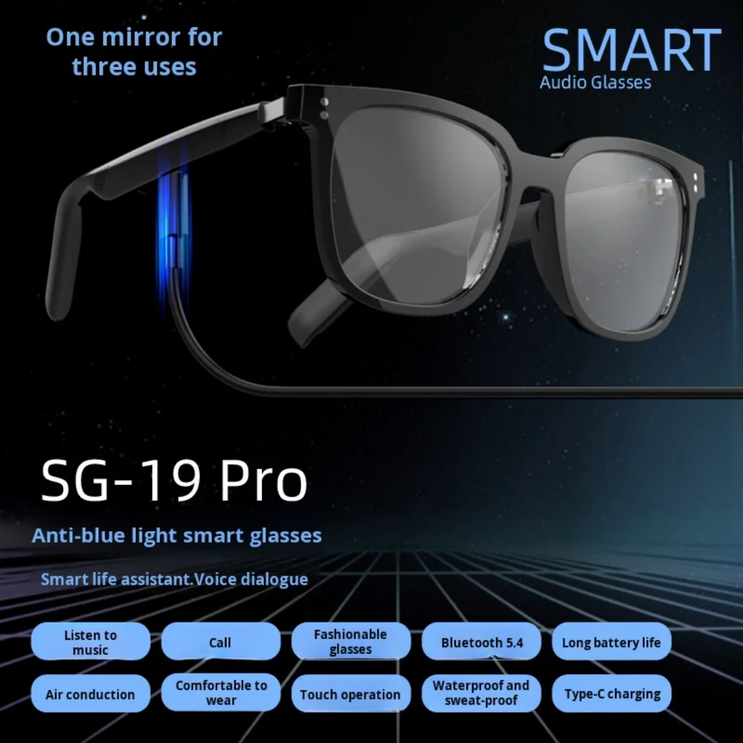 Lunettes Bluetooth VibeSound Duo – Lentilles anti-lumière bleue & solaires interchangeables