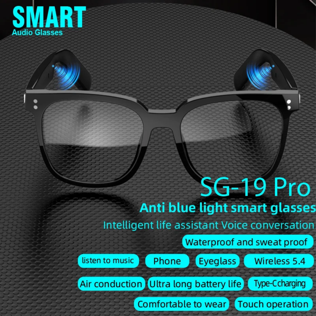Lunettes Bluetooth VibeSound Duo – Lentilles anti-lumière bleue & solaires interchangeables